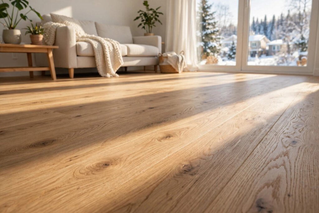 Flooring installation cost BC per square foot – newly installed light oak hardwood floor