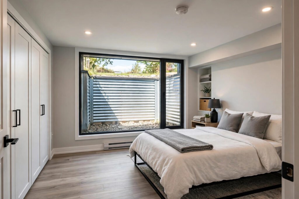 Legal basement suite requirements Abbotsford – basement suite bedroom with large egress window