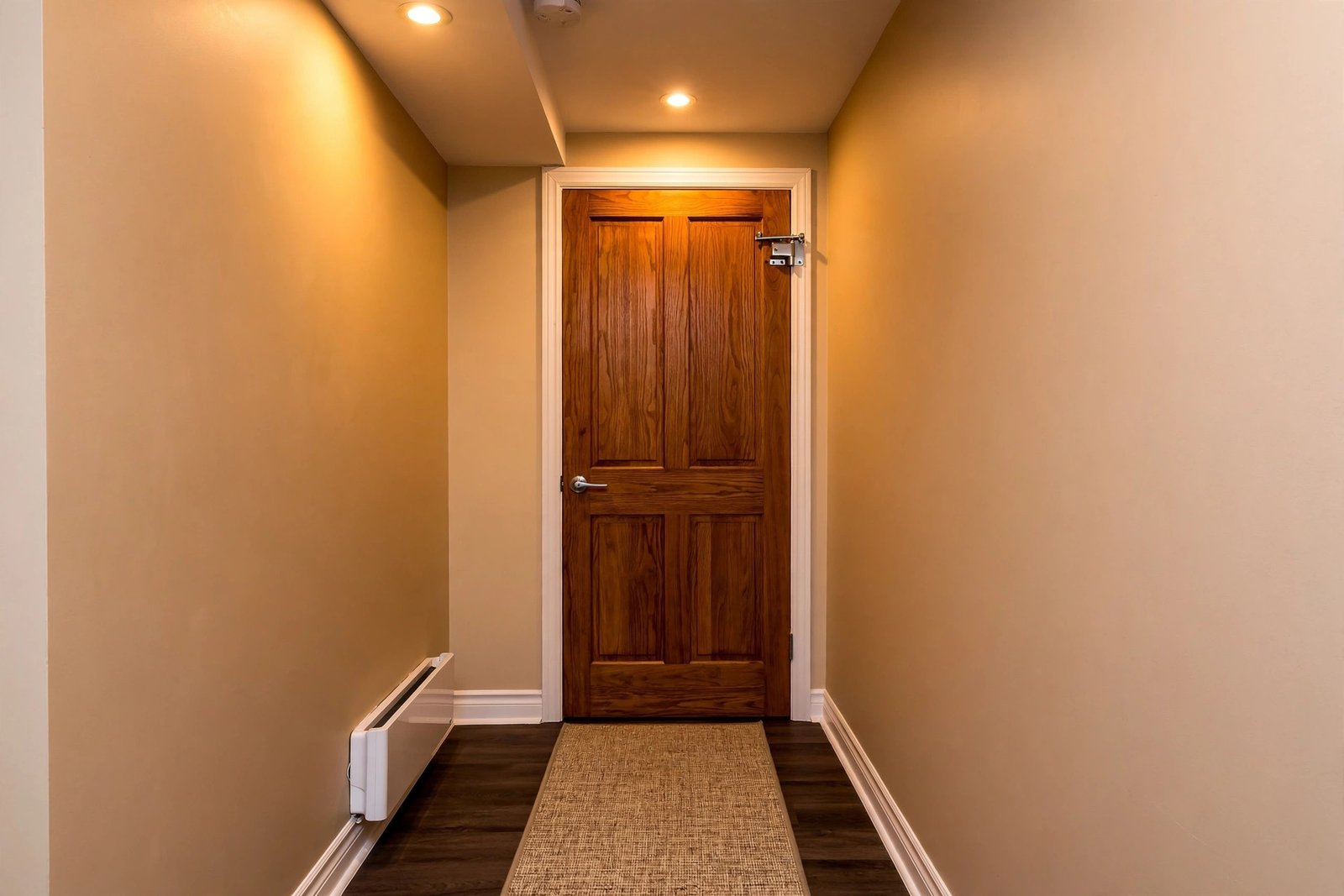 solid self closing fire door at the entrance of a basement suite in BC
