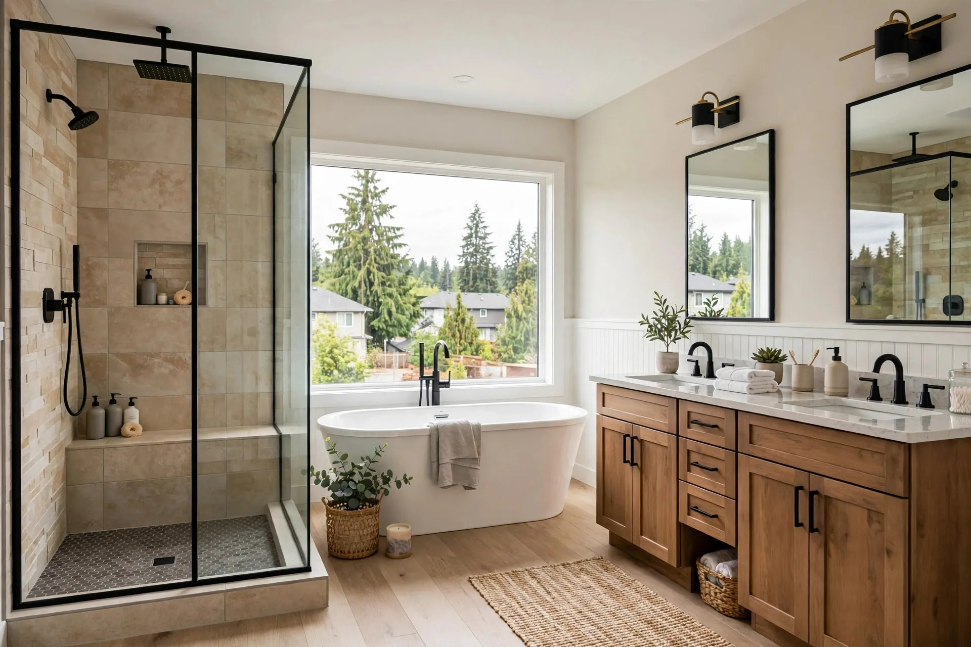 Renovated ensuite bathroom with walk-in shower in an Aldergrove BC home