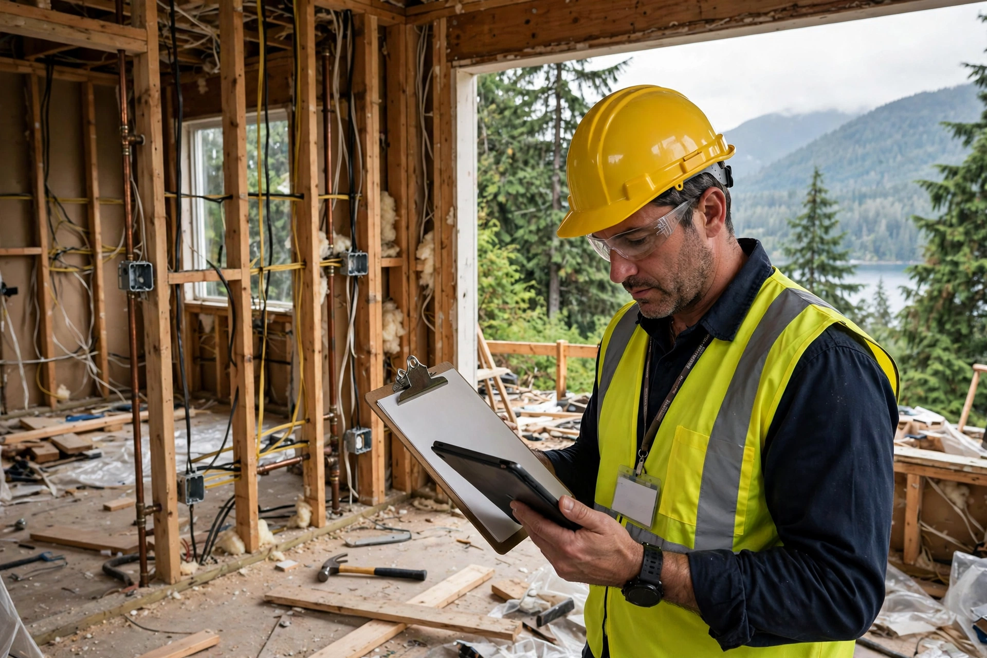 Fraser Valley city hall permit counter with renovation plans