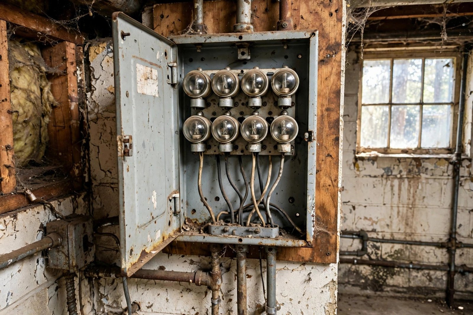 older 100 amp fuse panel in a Fraser Valley home due for replacement