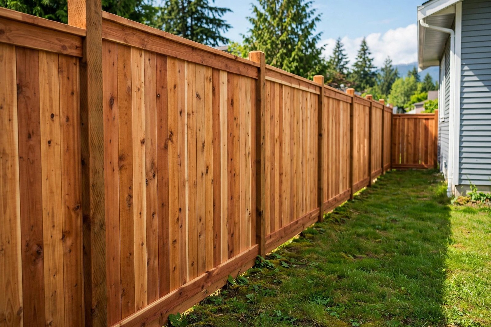New western red cedar privacy fence installed at an Abbotsford home