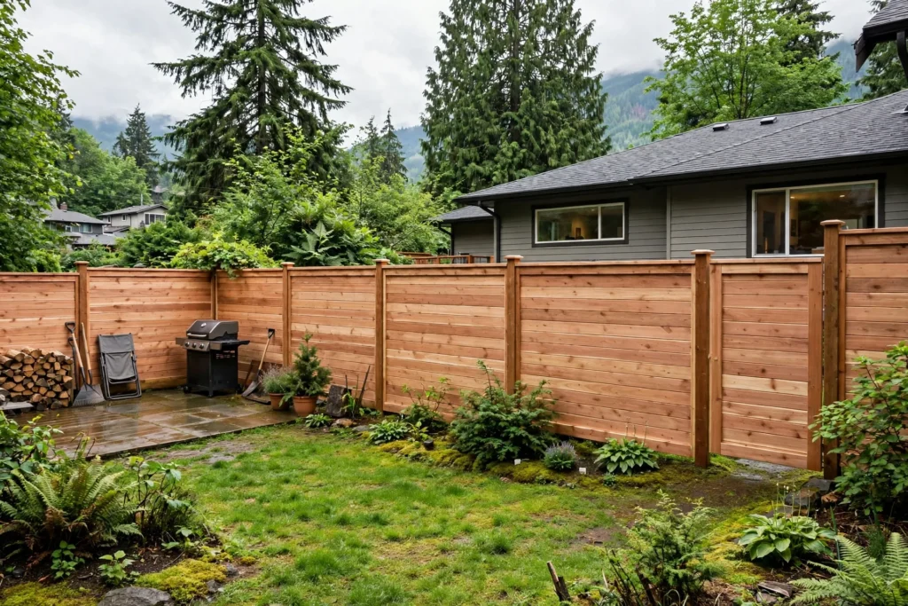 fence installation cost BC — new cedar fence around a BC residential backyard