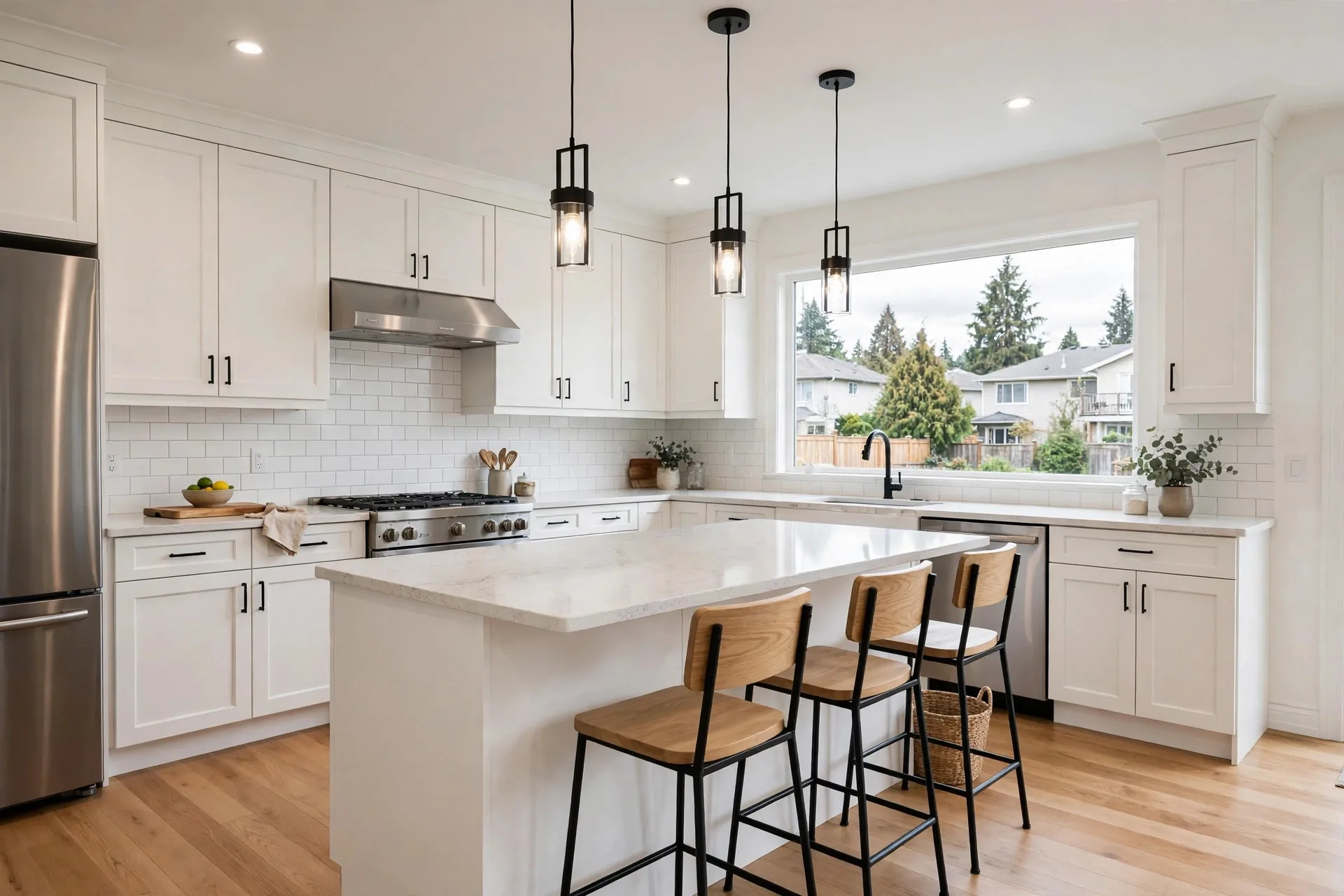 Renovated kitchen and living space in a Fraser Valley home in Abbotsford