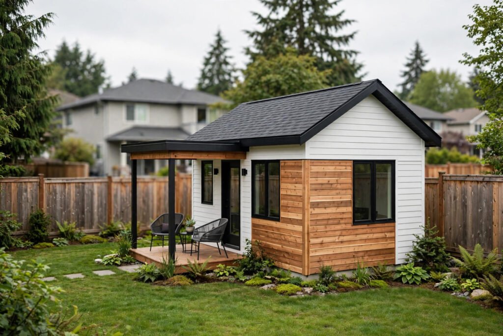 laneway house vs garden suite Abbotsford — detached garden suite in a Fraser Valley backyard