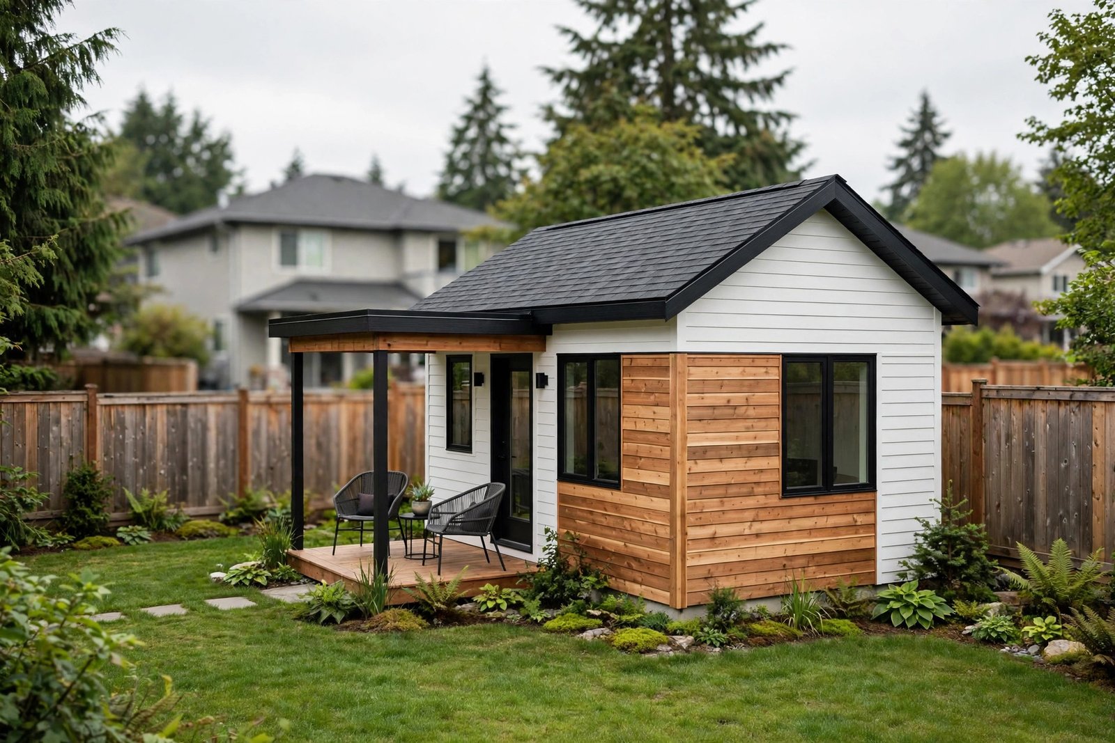 Detached garden suite in a Fraser Valley backyard