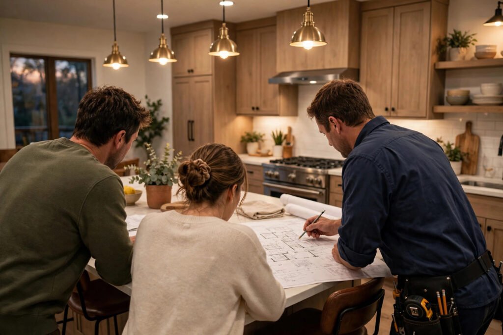 Homeowner asking a renovation contractor key questions before hiring in BC