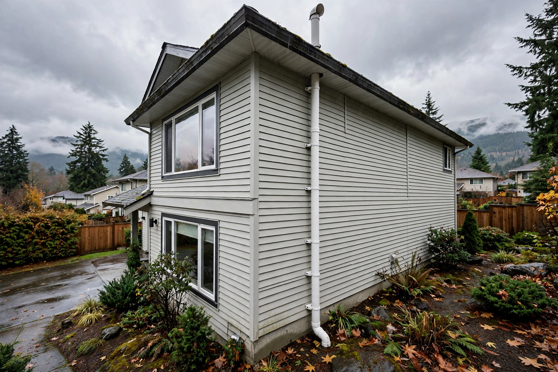 Homeowner placing a long term radon test kit in a Fraser Valley basement living area
