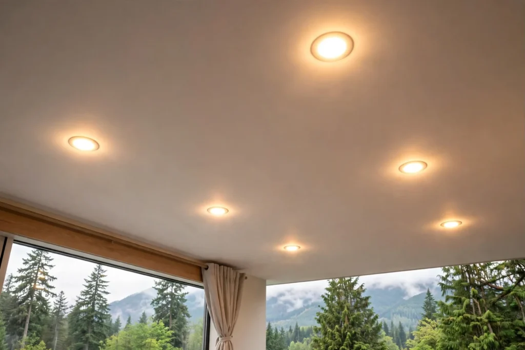 recessed lighting installation cost BC — LED pot lights installed in a BC home ceiling