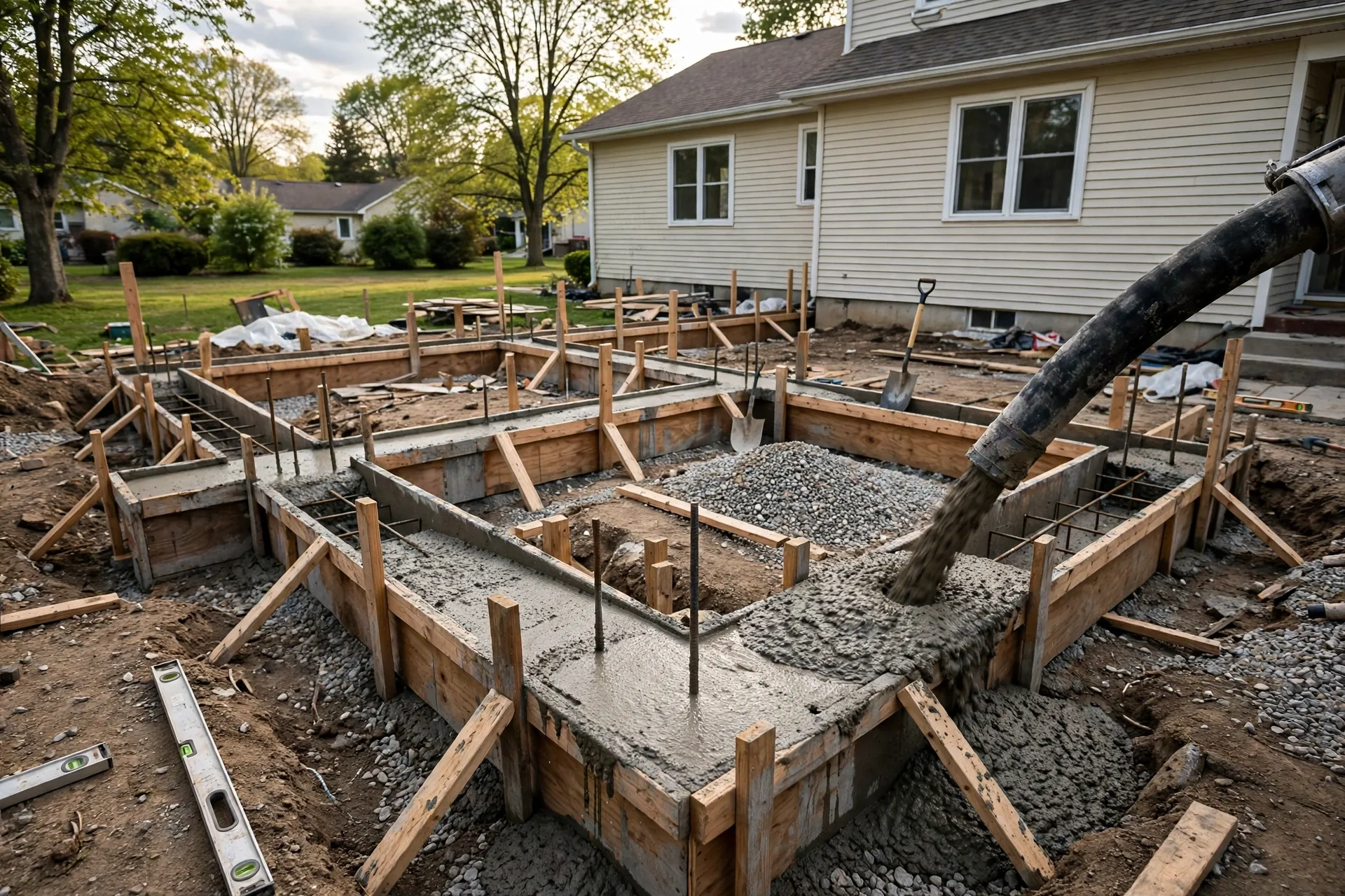 four-season sunroom addition under construction on a BC home with insulated walls framing and double-pane window installation
