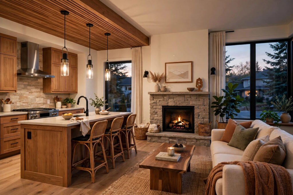 finished whole home renovation in Abbotsford BC with renovated open kitchen and living area